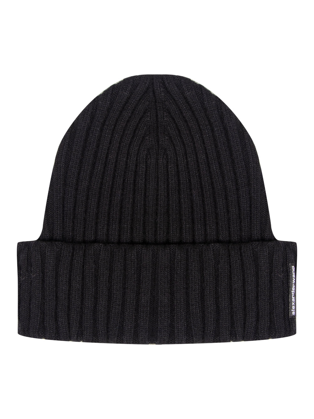 Ribbed Beanie with Logo Flag Tag (Black)