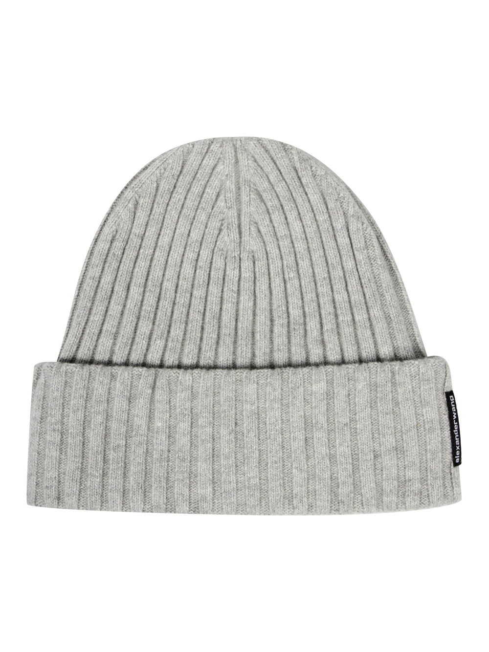 Ribbed Beanie with Logo Flag Tag (Heather Grey)