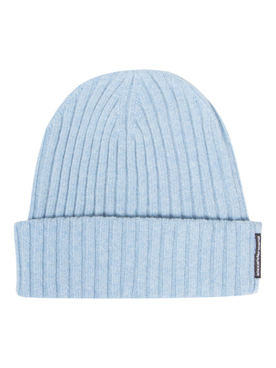 Ribbed Beanie with Logo Flag Tag (Sky Blue)