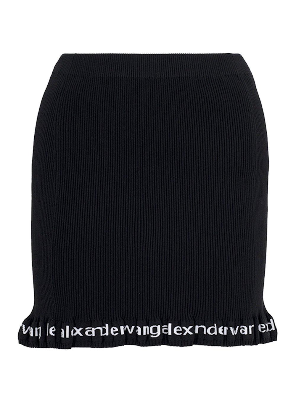 Ribbed Miniskirt With Logo (Black)