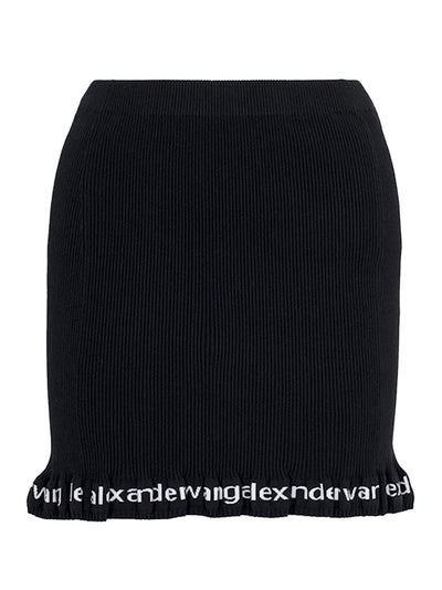 Ribbed Miniskirt With Logo (Black)