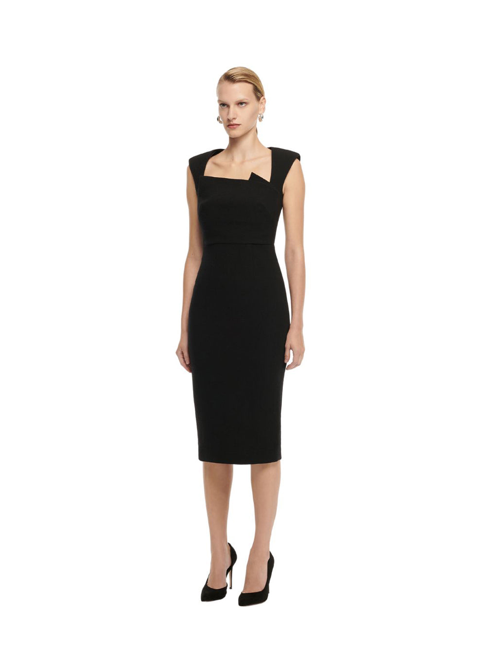 roland mouret wool crêpe midi dress Wool Crepe Drape Detail Midi Dress (Black) – Club21 Thailand