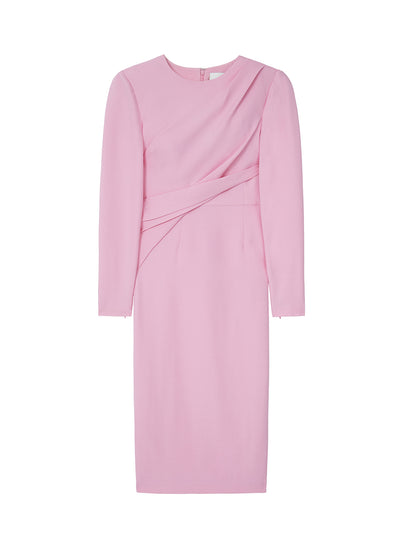 Roland-mouret-Long-Sleeve-Wool-Silk-Midi-Dress-Pink-1