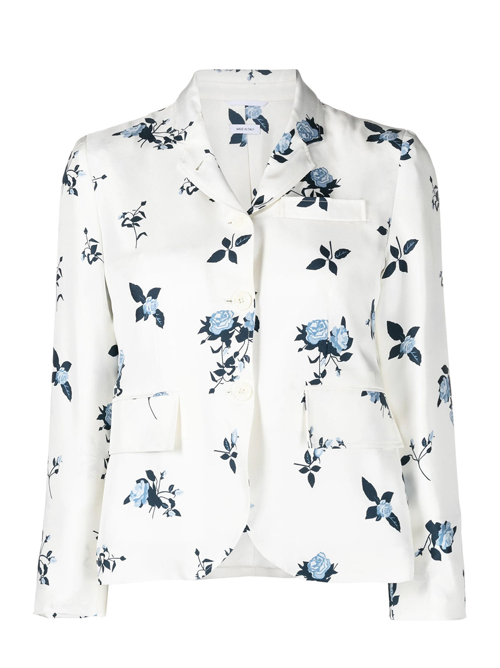Rose Floral Silk Twill Sportcoat (White)
