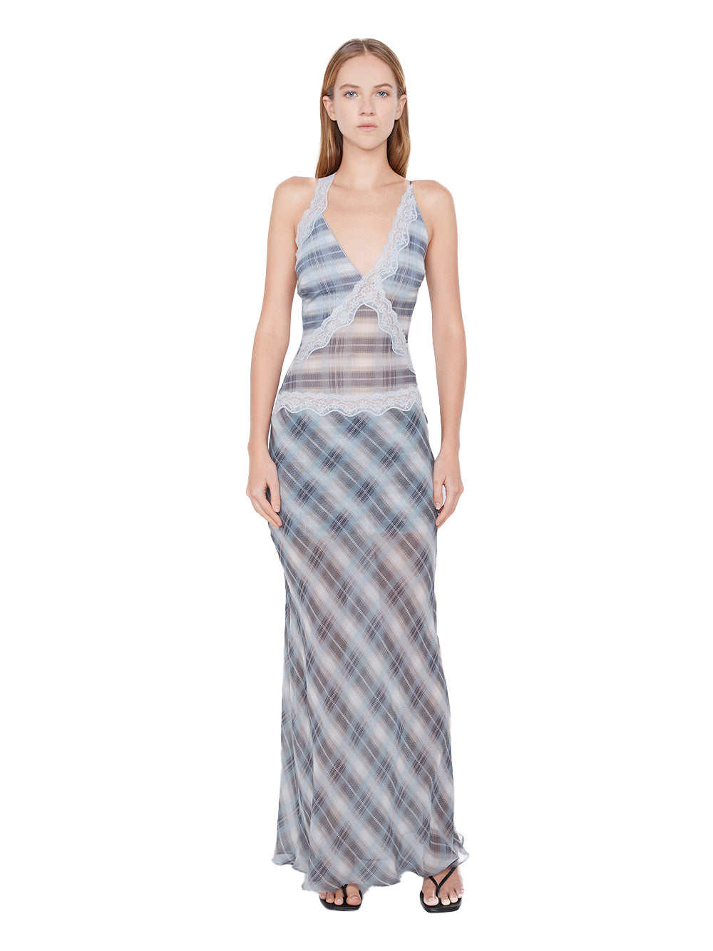 Seanna Asym Maxi Dress Storm Check