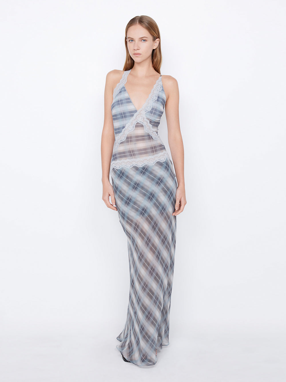 Seanna Asym Maxi Dress Storm Check