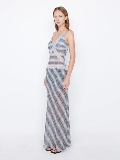 Seanna Asym Maxi Dress Storm Check