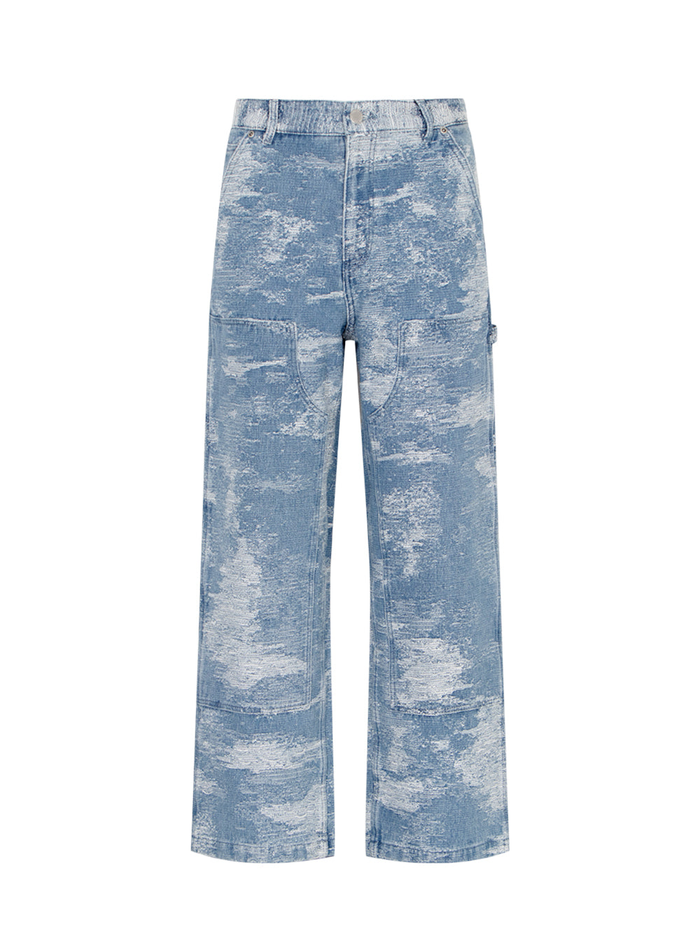 Wide Jacquard Work Pants Blue