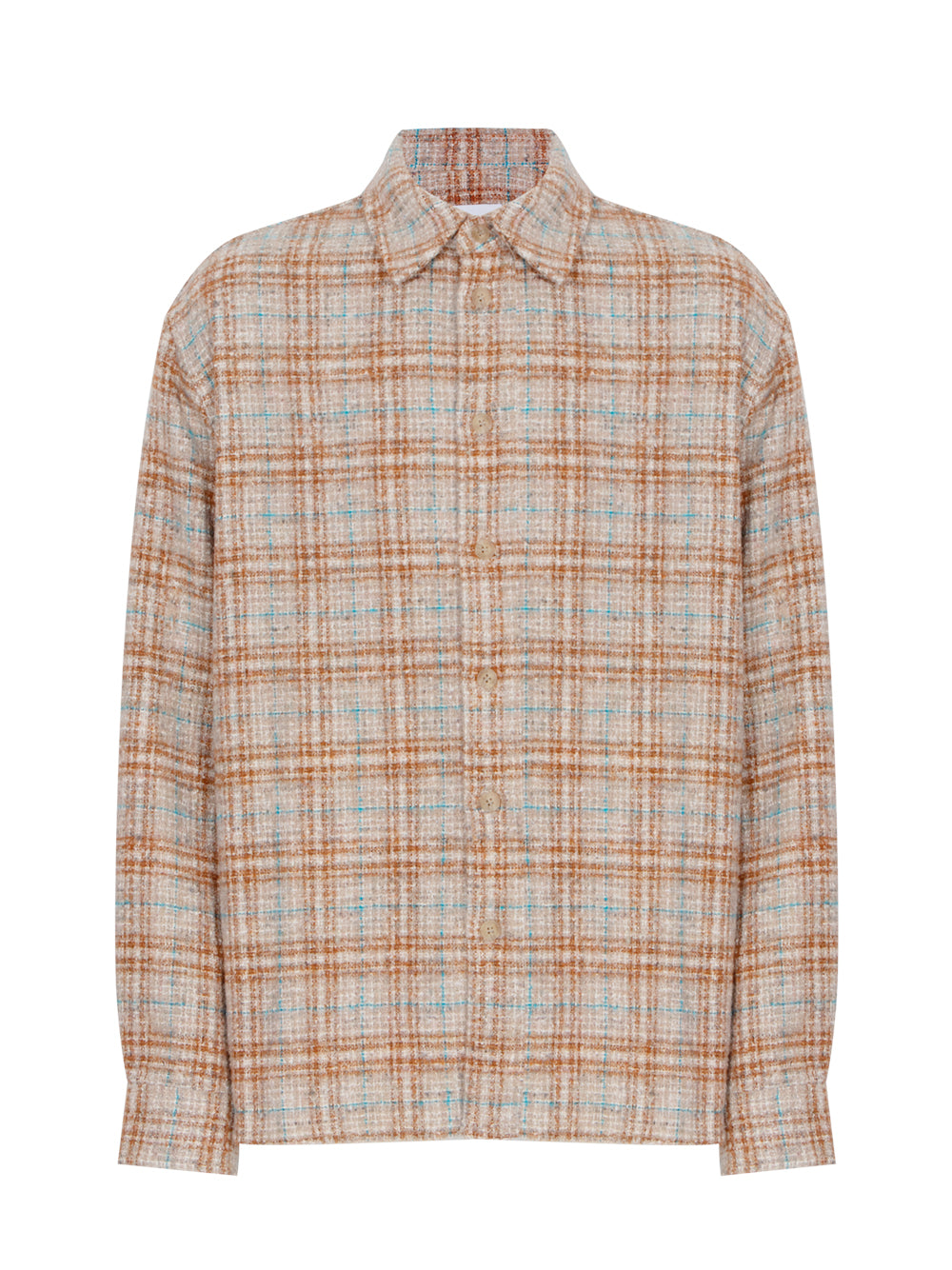 Fancy Texture Check Shirt Orange