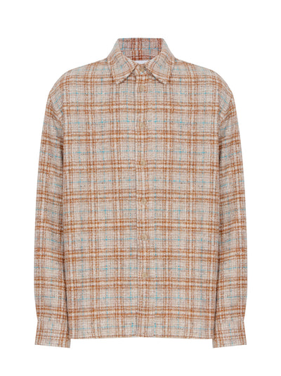 Fancy Texture Check Shirt Orange