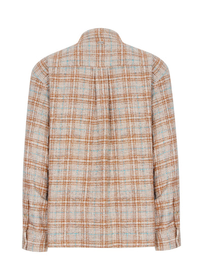 Fancy Texture Check Shirt Orange