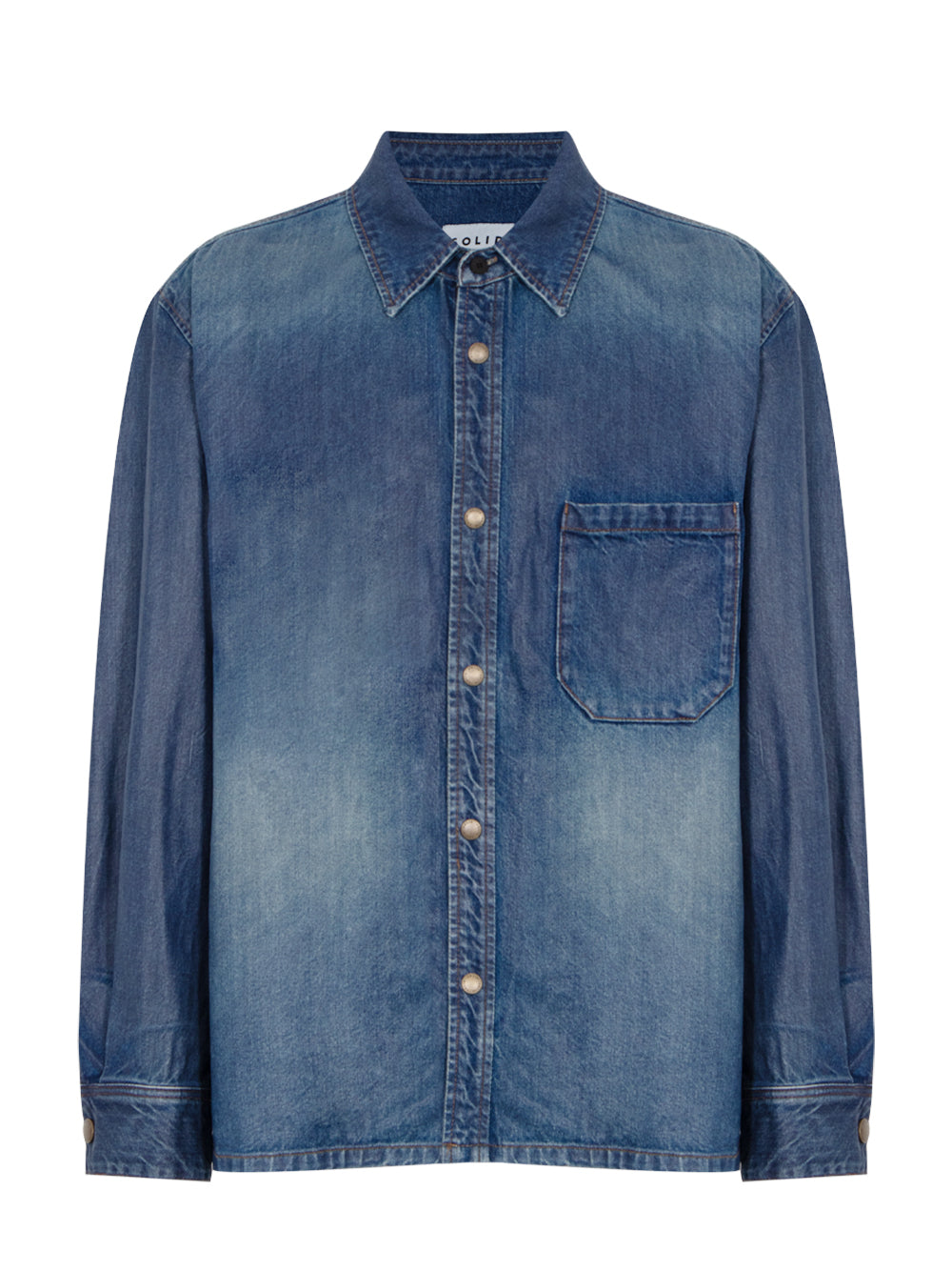 Coated Denim Shirt Blue