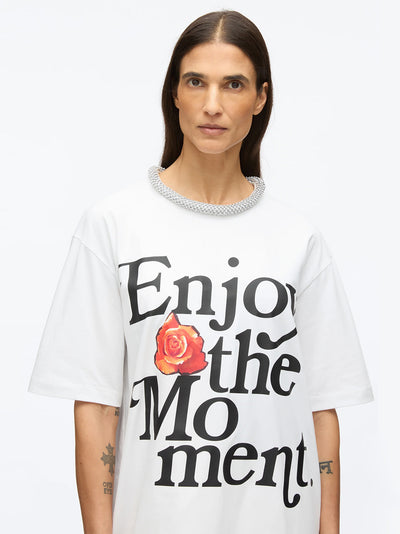 Enjoy The Moment Embellished Tee (White Multi)