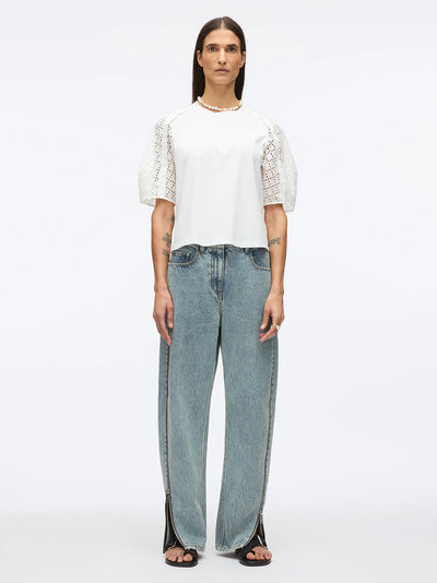 Broderie Anglaise Combo Tee (White-White)