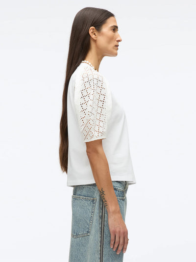 Broderie Anglaise Combo Tee (White-White)