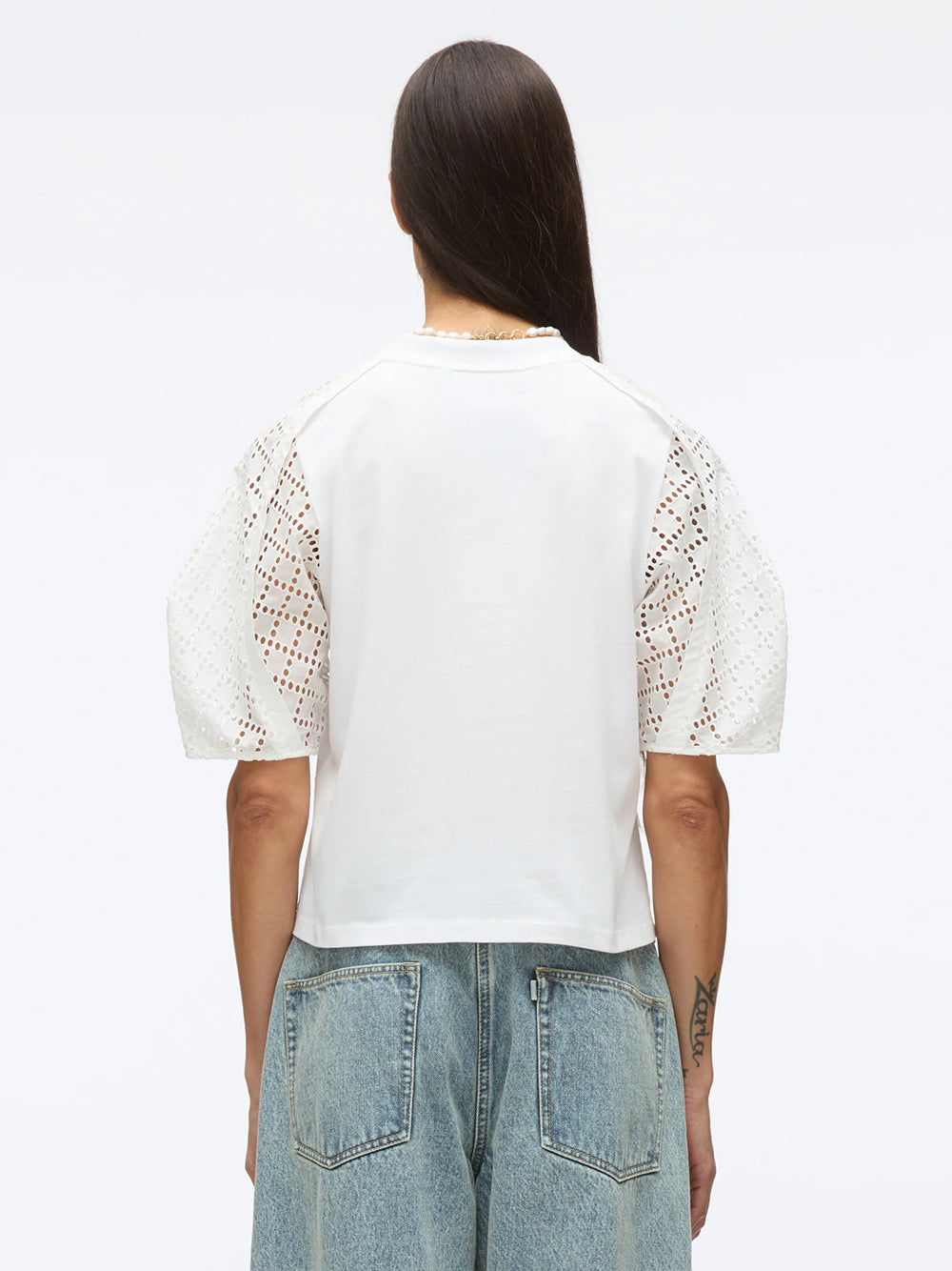 Broderie Anglaise Combo Tee (White-White)