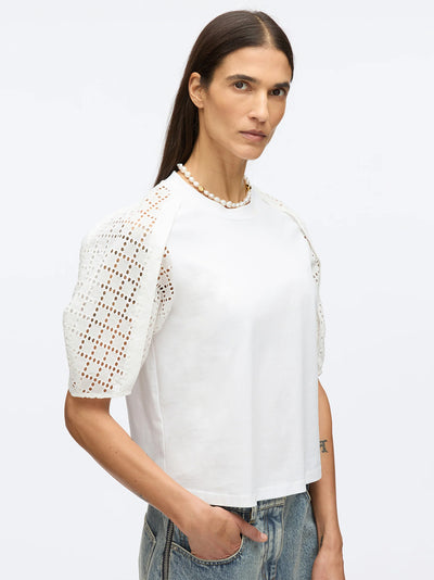 Broderie Anglaise Combo Tee (White-White)