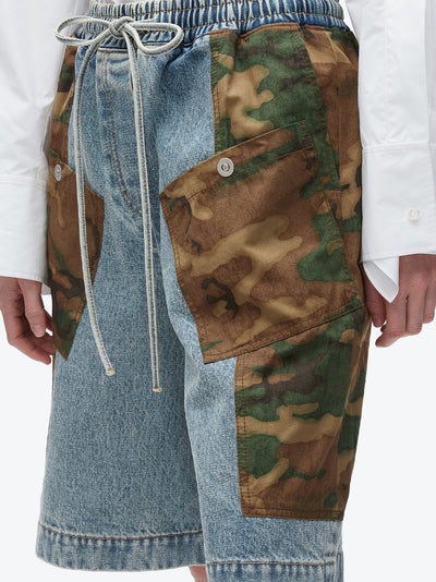 Patchwork Camo Basketball Short (Dark Olive Multi)