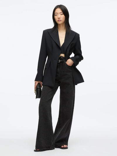 Modern Tailoring Cinched Blazer With Set In Bra (Black)