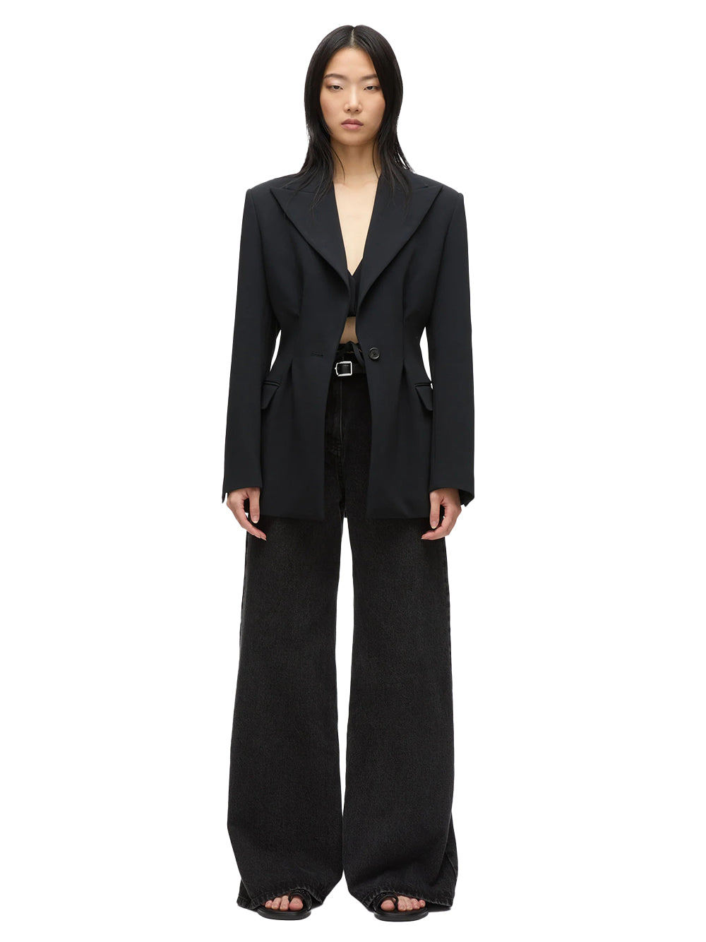 Modern Tailoring Cinched Blazer With Set In Bra (Black)