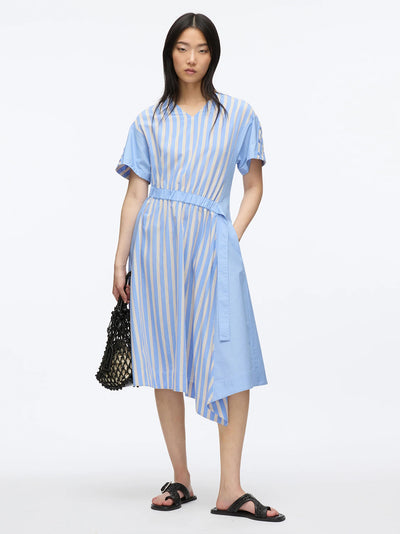 V Neck Dress with Elasticated Waist (Oxford Blue)
