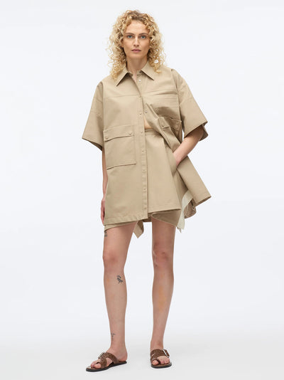 Cargo Mini Shirt Dress (Khaki)
