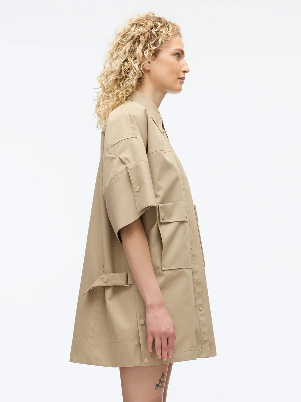 Cargo Mini Shirt Dress (Khaki)