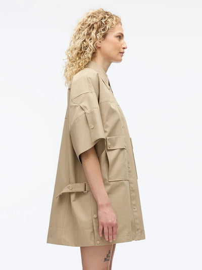 Cargo Mini Shirt Dress (Khaki)
