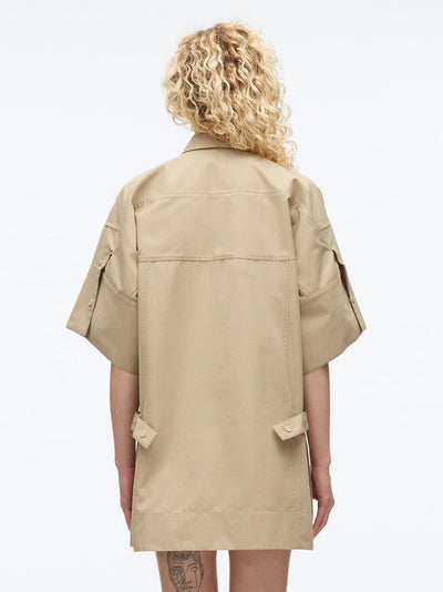 Cargo Mini Shirt Dress (Khaki)
