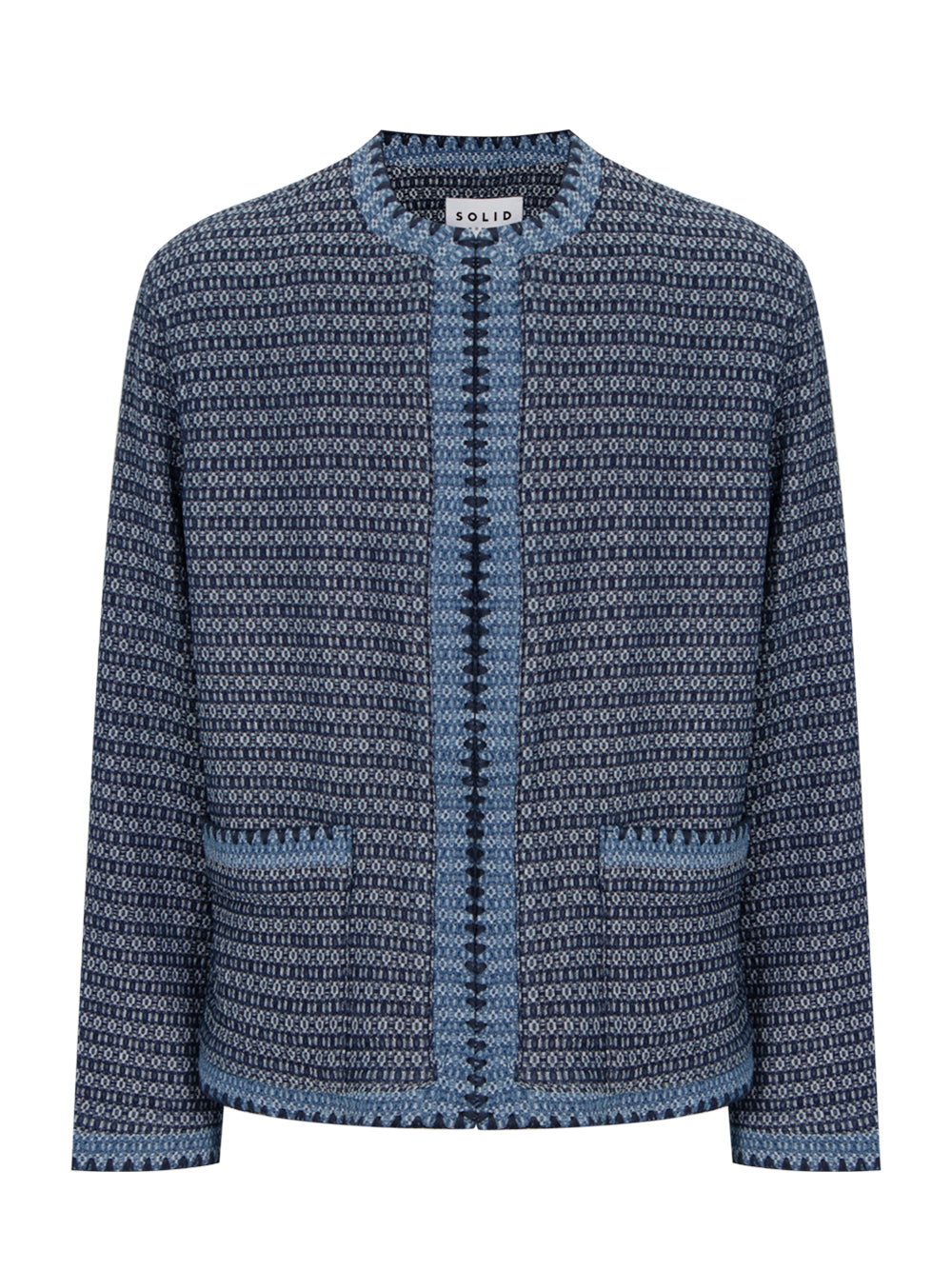 Aztec Round Neck Jacket (Blue)