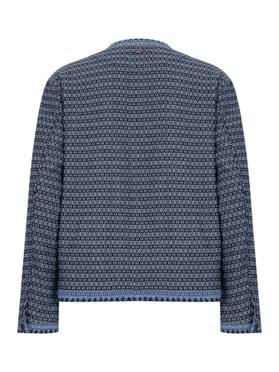 Aztec Round Neck Jacket (Blue)