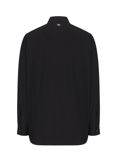  Slit Detail Cotton Shirt Black 