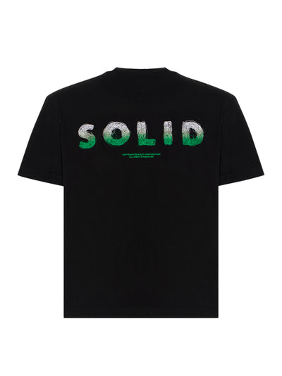 Gradient Doodle Embroidery T-Shirt (Black)