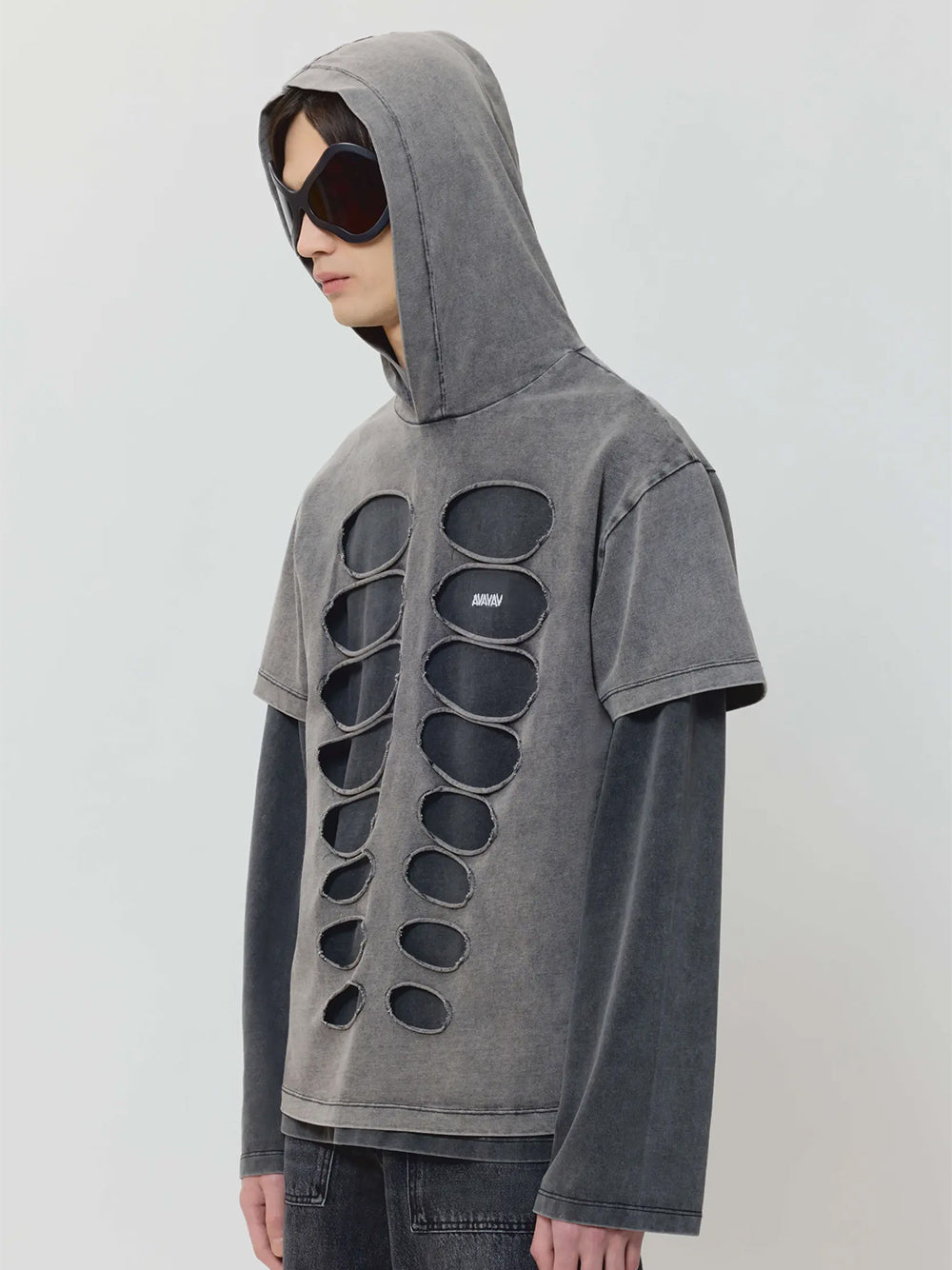 Hooded Cutout T-Shirt (Grey)