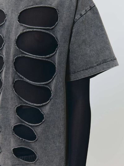 Hooded Cutout T-Shirt (Grey)