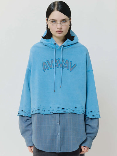 Layered Hoodie Shirt (Blue)