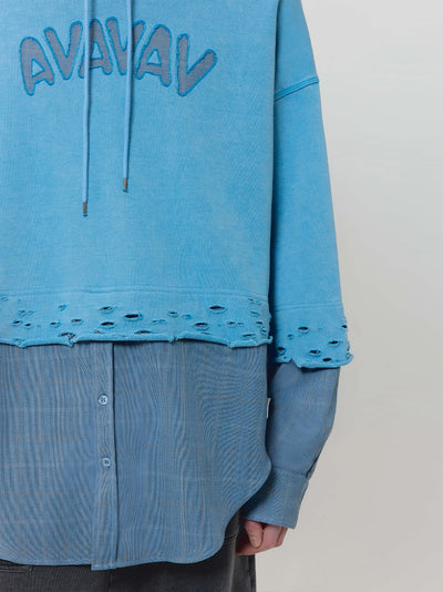 Layered Hoodie Shirt (Blue)
