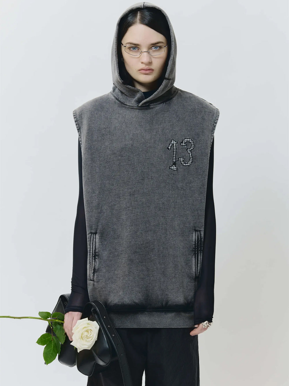 Hooded Vest Sweater Grey