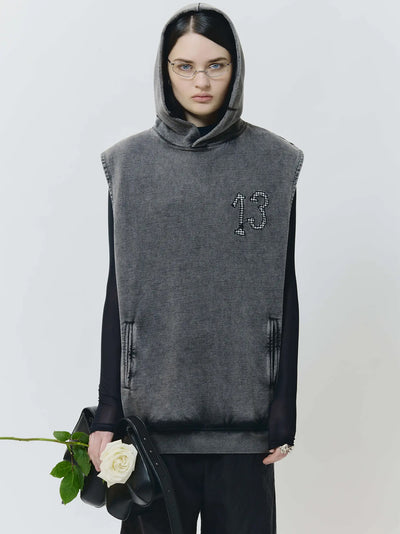 Hooded Vest Sweater Grey