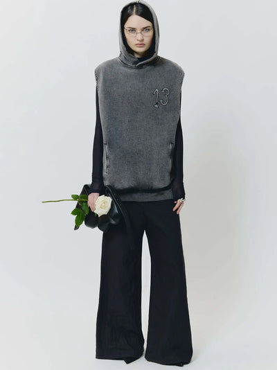 Hooded Vest Sweater Grey