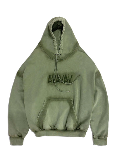 Shoulderless Logo Hoodie Green