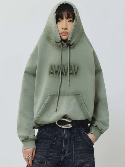 Shoulderless Logo Hoodie Green