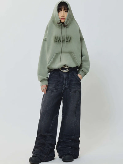 Shoulderless Logo Hoodie Green
