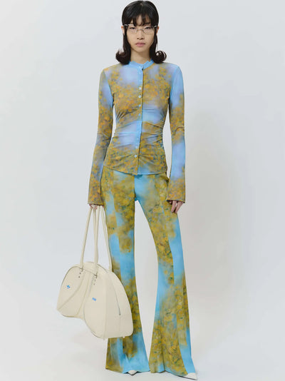 Tailored Print Trousers Yellow&Blue
