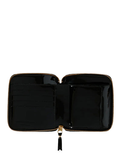 Reversed Hem Full Zip Around Wallet (Black)