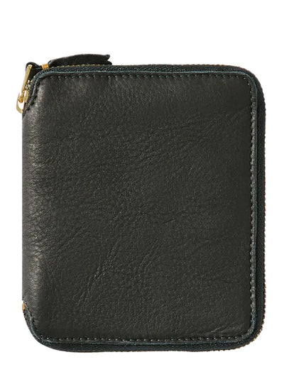 Washed Full Zip Around Wallet Black