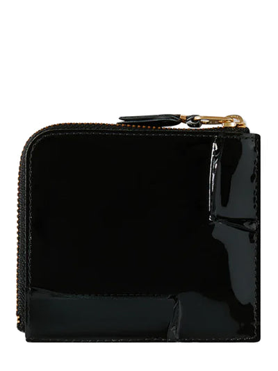 Reversed Hem Zip Around Wallet Black