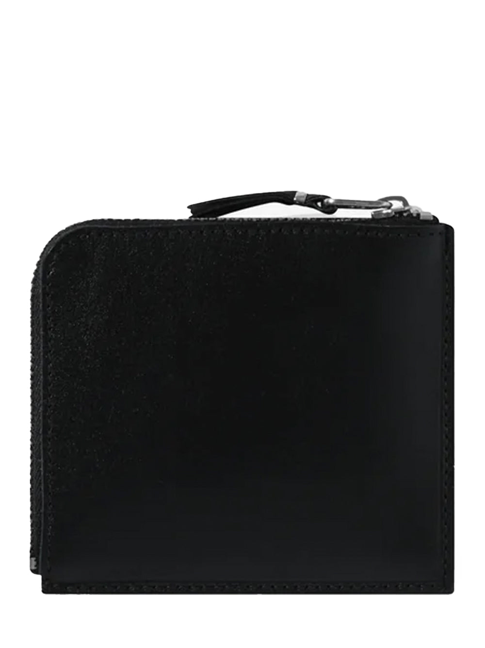 Silver Eyelet Zip Around Wallet Black