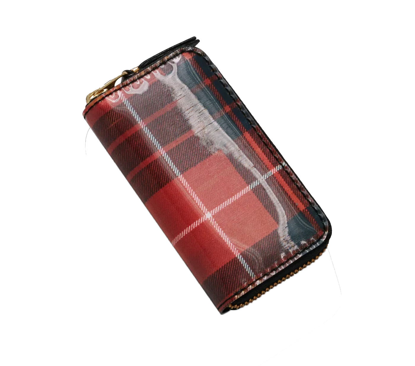 Lenticular Tartan Rectangular Zip Around Wallet (Red/Yellow)