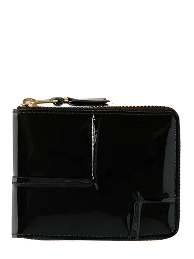 Reversed Hem Full Zip Around Wallet Black